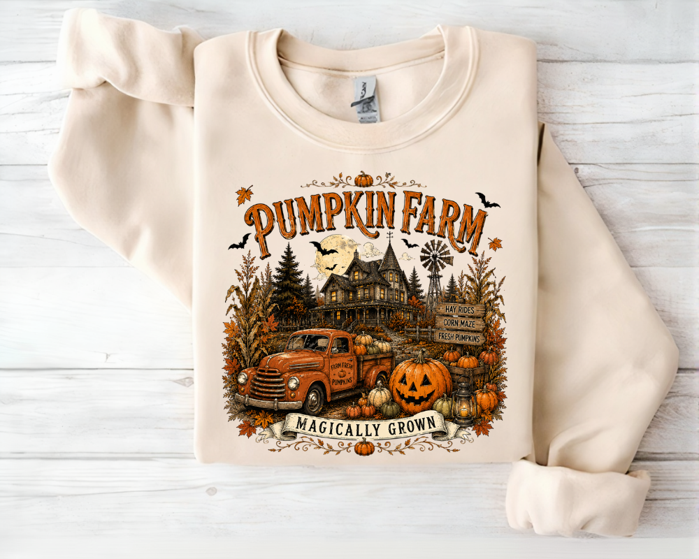 Pumpkin Farm Sweatshirt, Vintage Pumpkin Patch Crewneck, Halloween Fall Truck Shirt, Farmhouse Autumn Sweatshirt