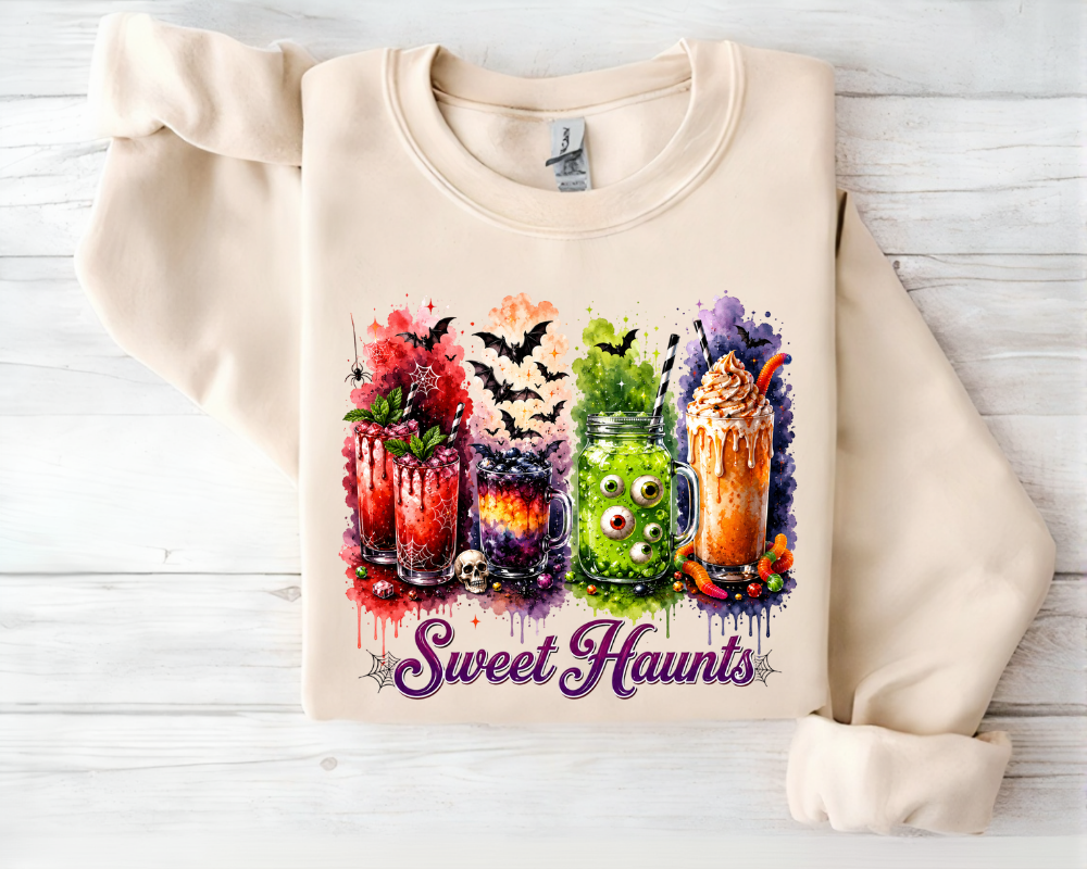 Sweet Haunts Halloween Sweatshirt, Spooky Cocktail Drinks Sweatshirt