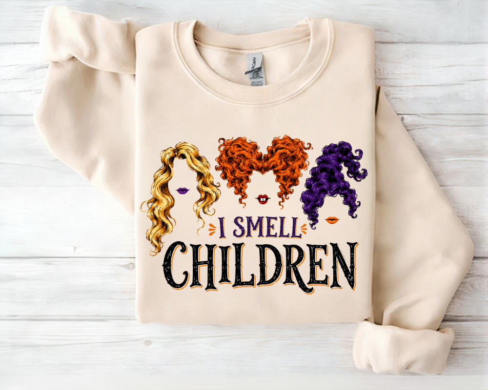I Smell Children, Hocus Pocus Halloween Sweatshirt, Witch Sisters Spooky Season Crewneck, Vintage Fall Graphic Shirt, Halloween Gift for Women