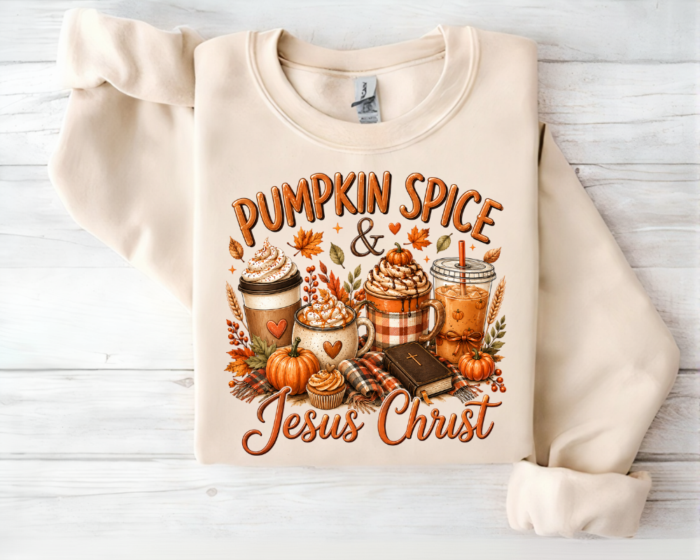 Christian Fall Sweatshirt, Pumpkin Spice Coffee Sweatshirt, Jesus Christ Crewneck