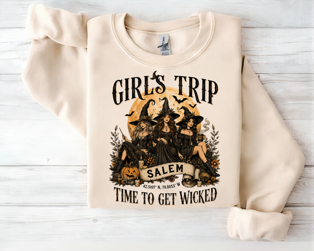 Salem Girls Trip Sweatshirt, Witchy Halloween Crewneck, Salem Massachusetts Shirt, Spooky Girls Weekend Gift