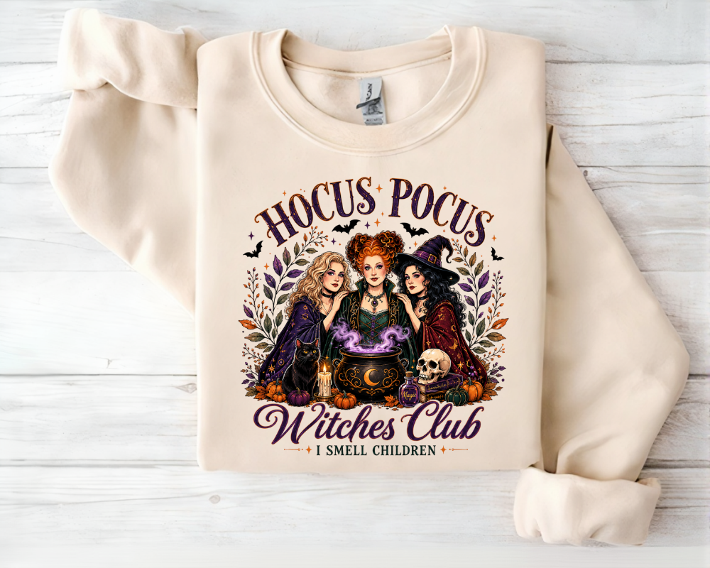 Hocus Pocus Witches Club, Vintage Halloween Sweatshirt, I Smell Children Graphic Crewneck, Spooky Season Witch Shirt, Halloween Gift for Women
