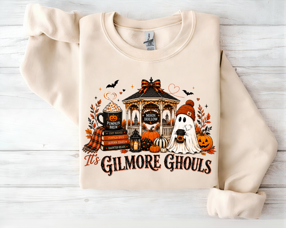 'Tis Gilmore Ghouls Sweatshirt, Cozy Pumpkin Coffee Hoodie, Spooky Fall Ghost Crewneck, Gift for Book Lovers