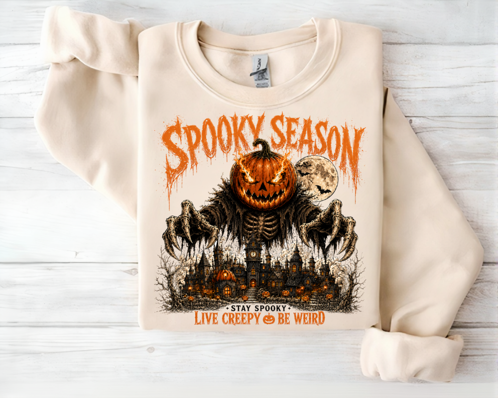 Spooky Season Sweatshirt, Haunted House Pumpkin Halloween Sweatshirt, Horror Halloween Crewneck, Scary Pumpkin Gothic Shirt, Fall Gift for Women
