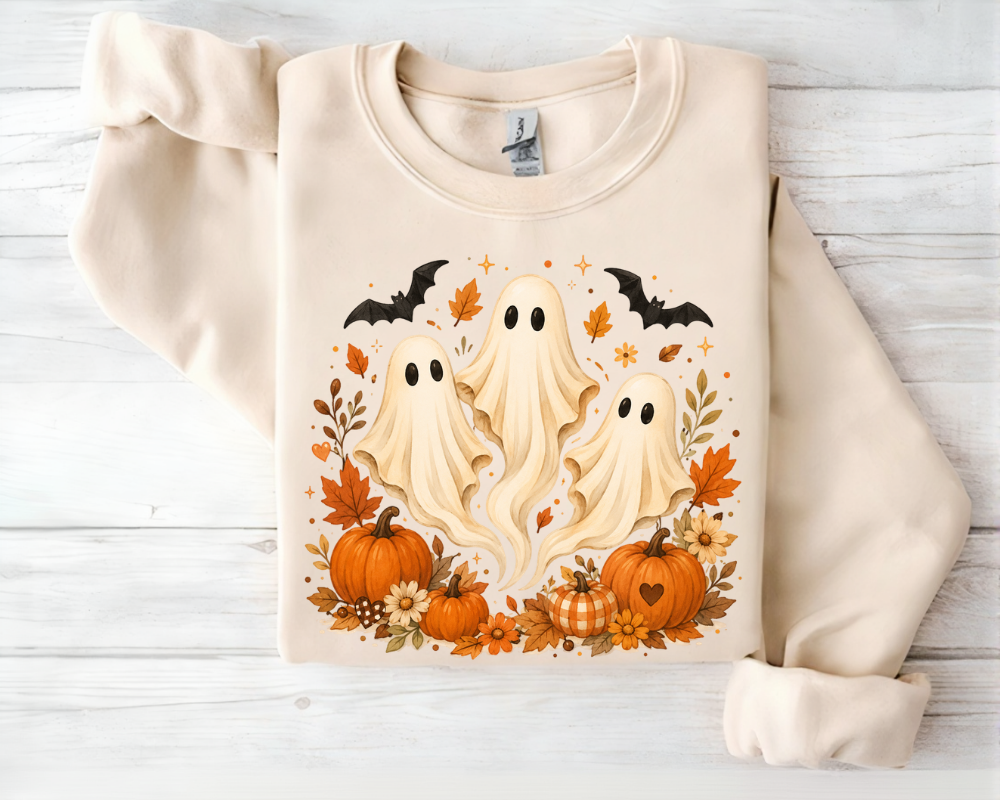 Cute Ghost Halloween Sweatshirt, Spooky Season Ghost Crewneck, Pumpkin Fall Sweatshirt, Coquette Ghost Shirt, Cute Halloween Gift