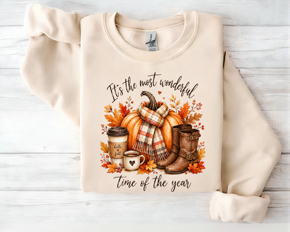 It's the Most Wonderful Time of the Year - Cozy Fall Sweatshirt, Pumpkin Spice Coffee Cozy Vibes Crewneck, Gift for Her