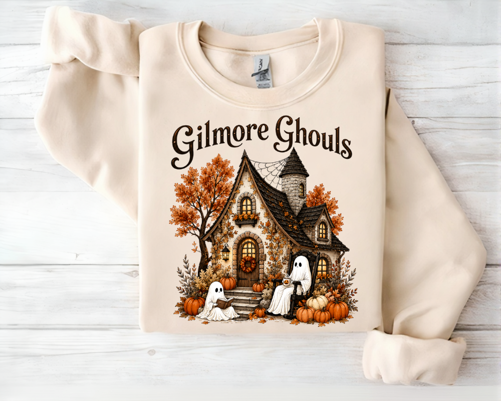 Gilmore Ghouls Halloween Sweatshirt, Cozy Ghost Pumpkin Crewneck, Gift for Book Lovers