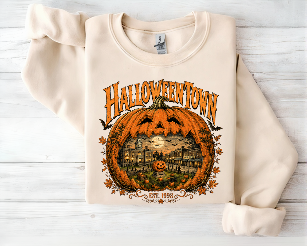 Vintage Halloweentown Sweatshirt, Halloween Pumpkin Sweater, Spooky Pumpkin Patch Crewneck, Haunted Town Fall Shirt, Halloween Pumpkin Sweatshirt