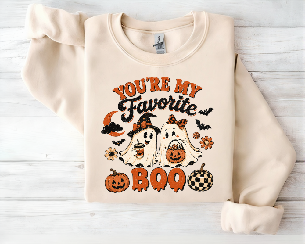You're My Favorite Boo - Halloween Ghost Sweatshirt, Cozy Fall Graphic Hoodie, Spooky Season Sweater, Gift for Women