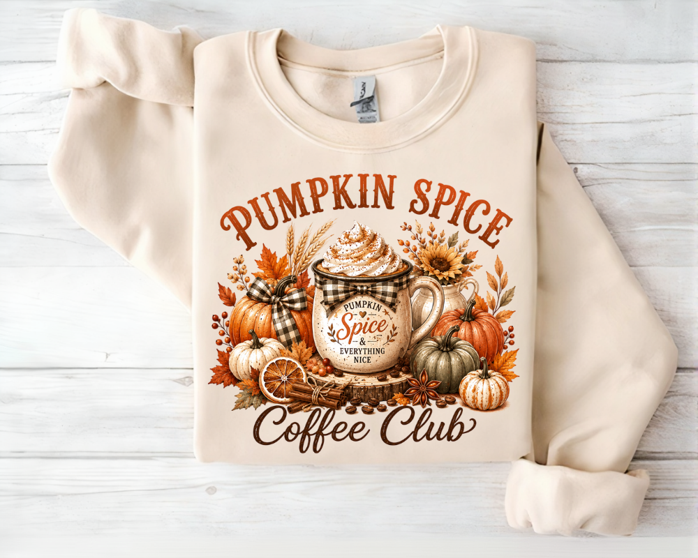 Pumpkin Spice Coffee Sweatshirt, Fall Coffee Club Crewneck, Cozy Autumn Sweatshirt for Women