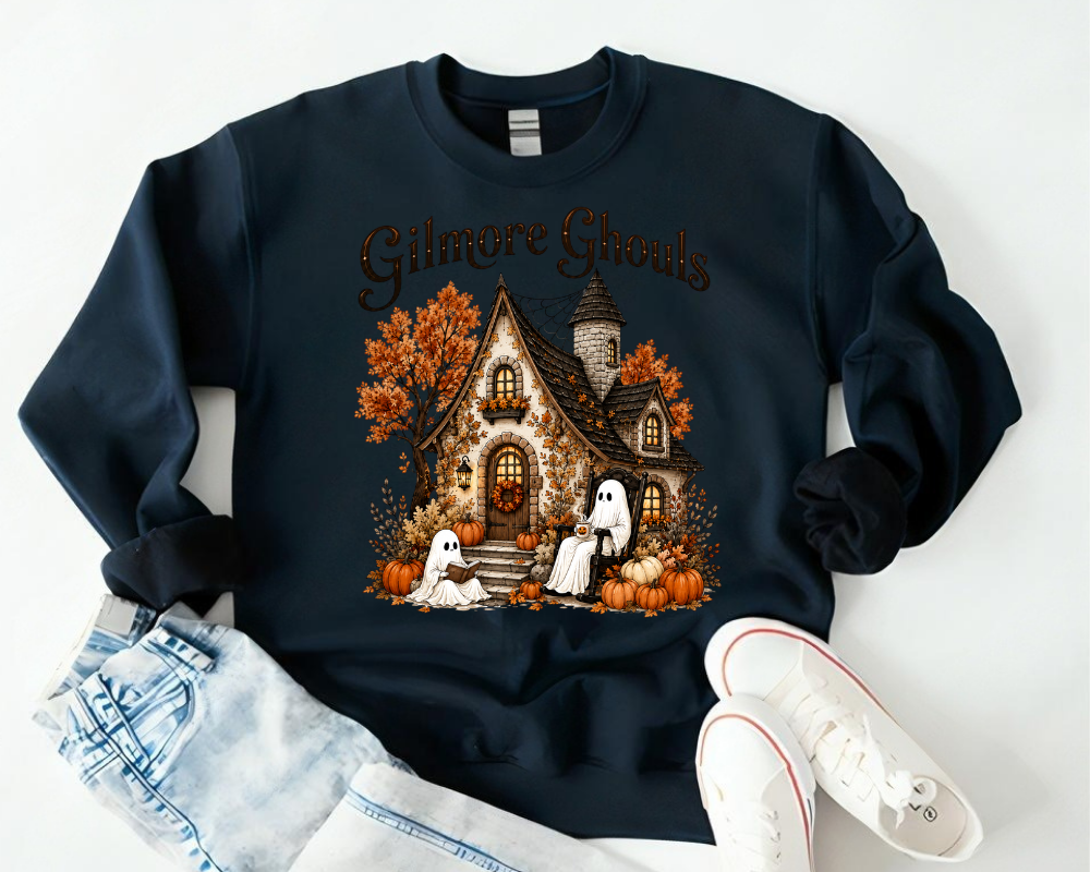 Gilmore Ghouls Halloween Sweatshirt, Cozy Ghost Pumpkin Crewneck, Gift for Book Lovers
