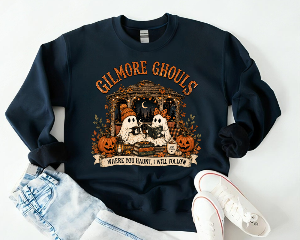Gilmore Ghouls Halloween Sweatshirt, Ghost Book Club Crewneck, Spooky Season Shirt, Fall Ghost Sweatshirt, Cozy Autumn Sweatshirt