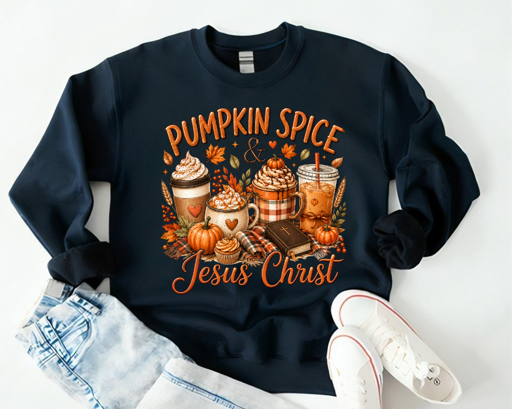 Christian Fall Sweatshirt, Pumpkin Spice Coffee Sweatshirt, Jesus Christ Crewneck