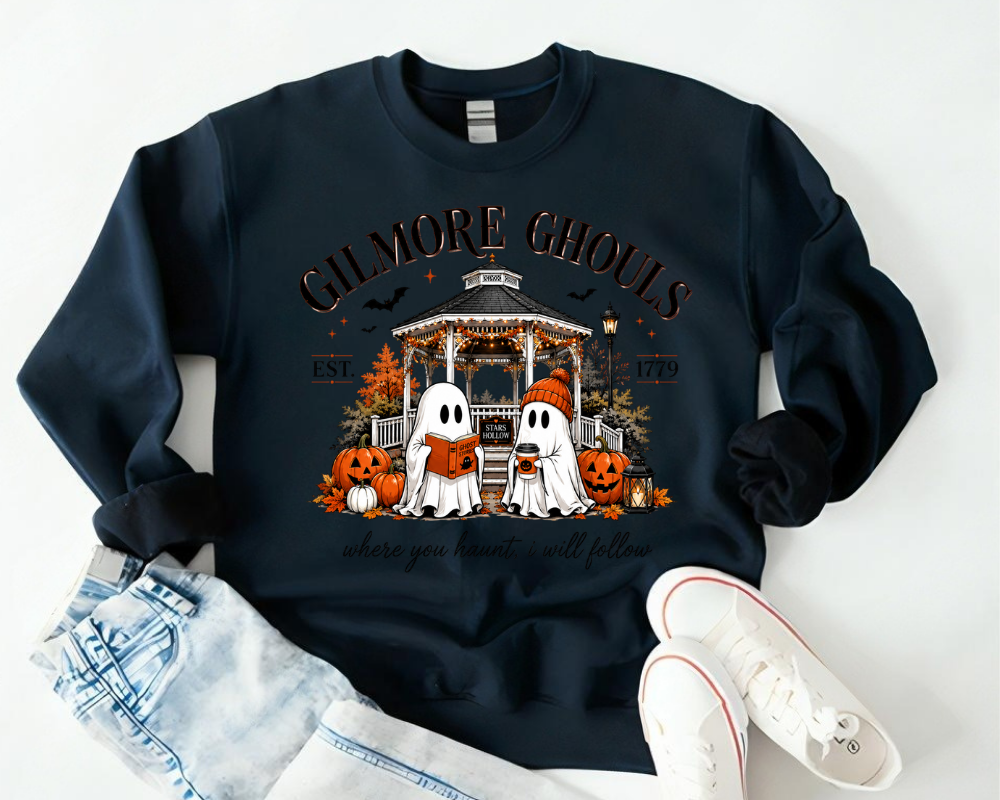 Gilmore Ghouls Sweatshirt, Cozy Book Club Sweater, Autumn Reading Ghost Crewneck, Gift for Book Lovers