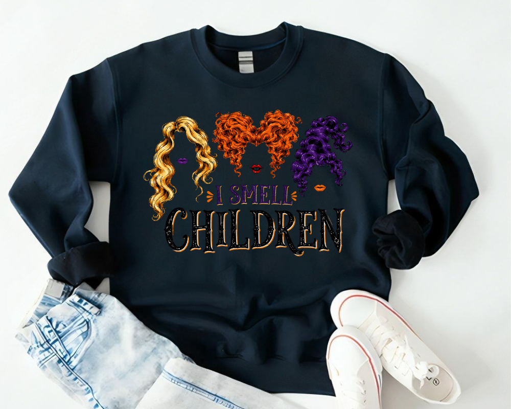 I Smell Children, Hocus Pocus Halloween Sweatshirt, Witch Sisters Spooky Season Crewneck, Vintage Fall Graphic Shirt, Halloween Gift for Women