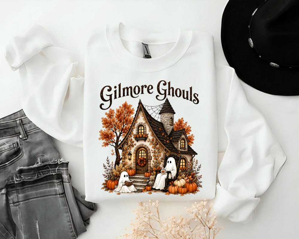 Gilmore Ghouls Halloween Sweatshirt, Cozy Ghost Pumpkin Crewneck, Gift for Book Lovers