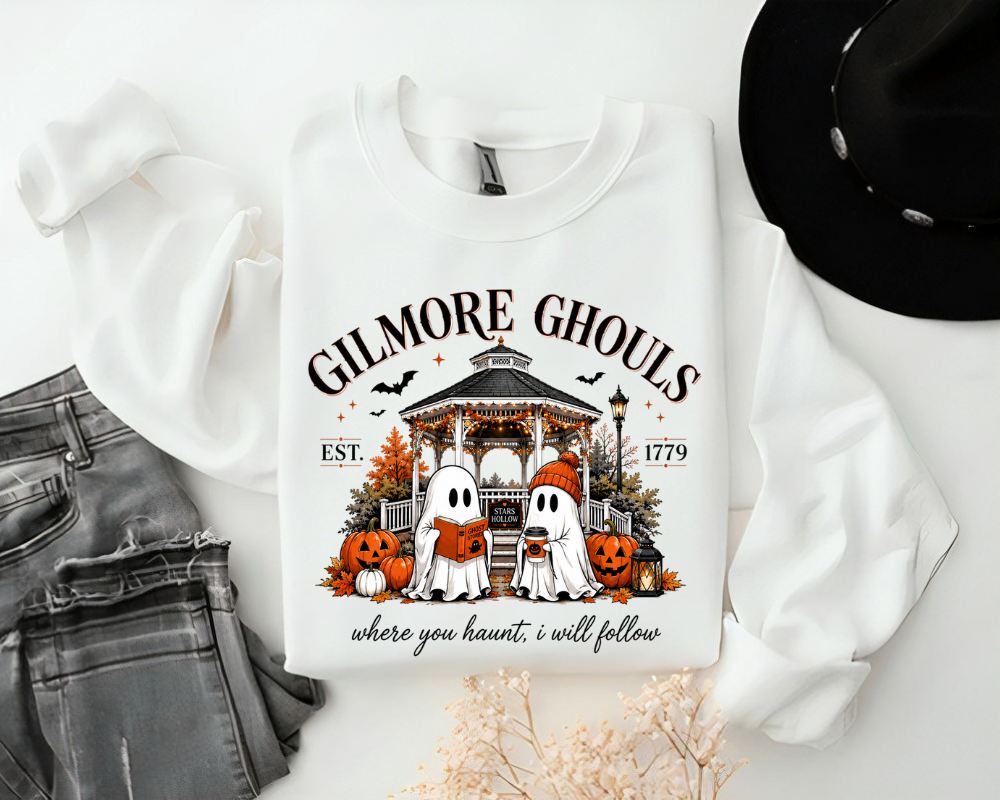Gilmore Ghouls Sweatshirt, Cozy Book Club Sweater, Autumn Reading Ghost Crewneck, Gift for Book Lovers