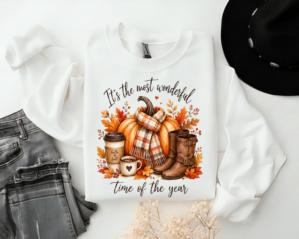 It's the Most Wonderful Time of the Year - Cozy Fall Sweatshirt, Pumpkin Spice Coffee Cozy Vibes Crewneck, Gift for Her