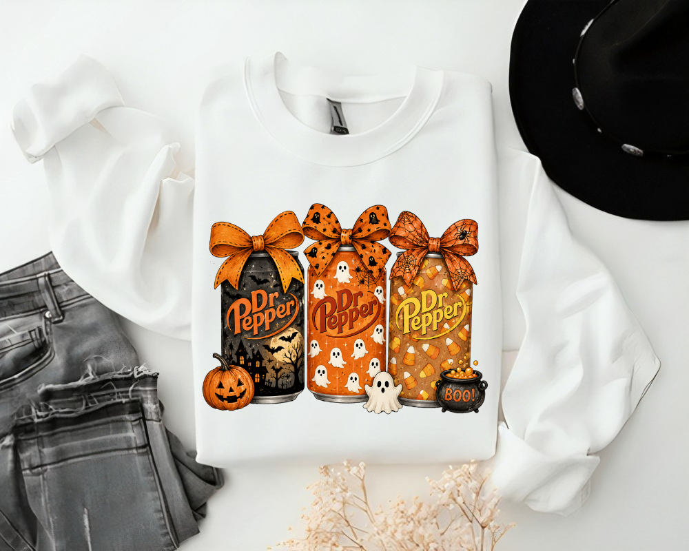 Spooky Soda Sweatshirt, Halloween Ghost Crewneck, Vintage Spooky Season Shirt, Cute Fall Graphic Tee, Soda Lover Gift for Women