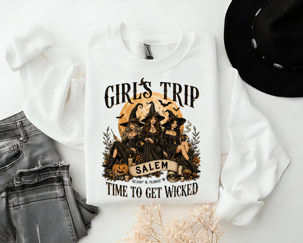 Salem Girls Trip Sweatshirt, Witchy Halloween Crewneck, Salem Massachusetts Shirt, Spooky Girls Weekend Gift