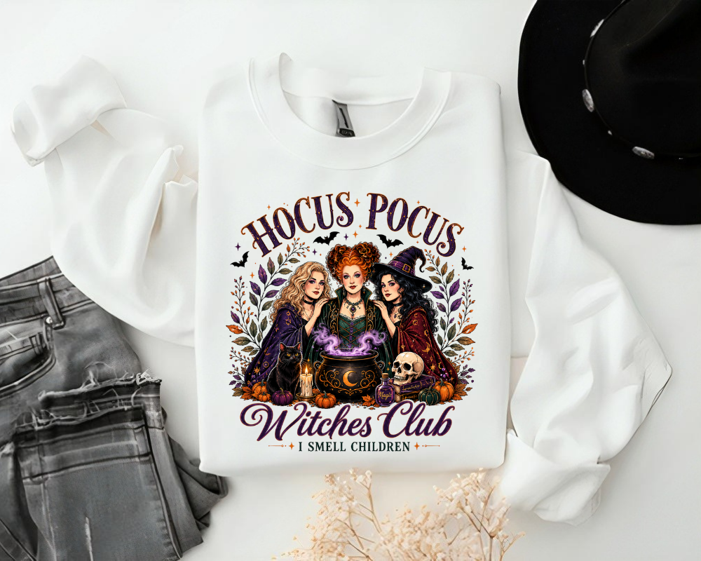 Hocus Pocus Witches Club, Vintage Halloween Sweatshirt, I Smell Children Graphic Crewneck, Spooky Season Witch Shirt, Halloween Gift for Women