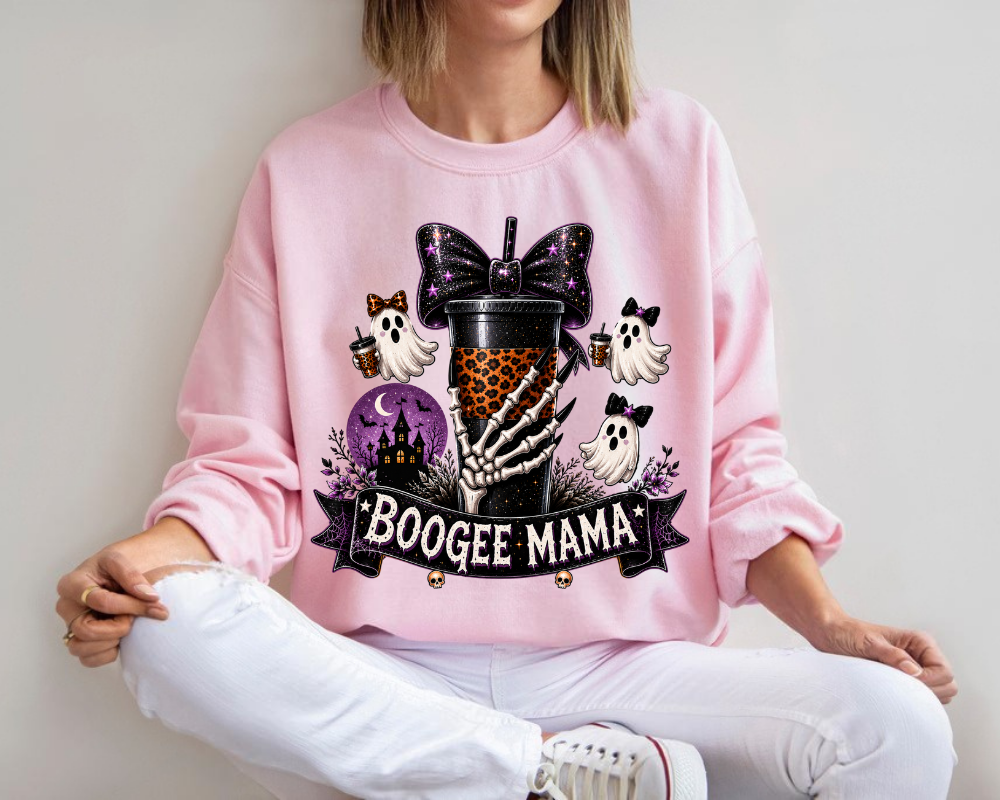 Boogee Mama Sweatshirt, Ghost Halloween Sweatshirt, Spooky Season Coffee Crewneck, Cute Coquette Halloween Shirt, Gift for Women