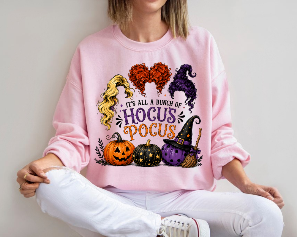 It's All a Bunch of Hocus Pocus, Witch Sisters Halloween Sweatshirt, Vintage Spooky Season Crewneck, Sanderson Inspired Fall Graphic, Halloween Gift for Women