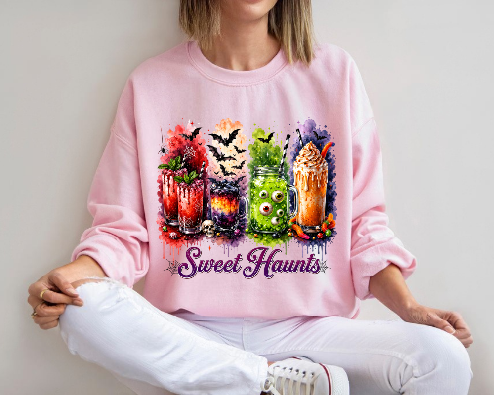 Sweet Haunts Halloween Sweatshirt, Spooky Cocktail Drinks Sweatshirt