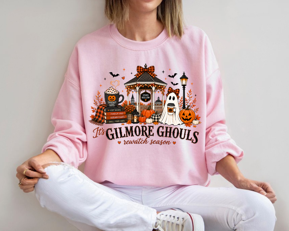 'Tis Gilmore Ghouls Rewatch Season Sweatshirt, Cozy Fall Hoodie, Pumpkin Coffee Ghost Crewneck, Gift for Book Lovers