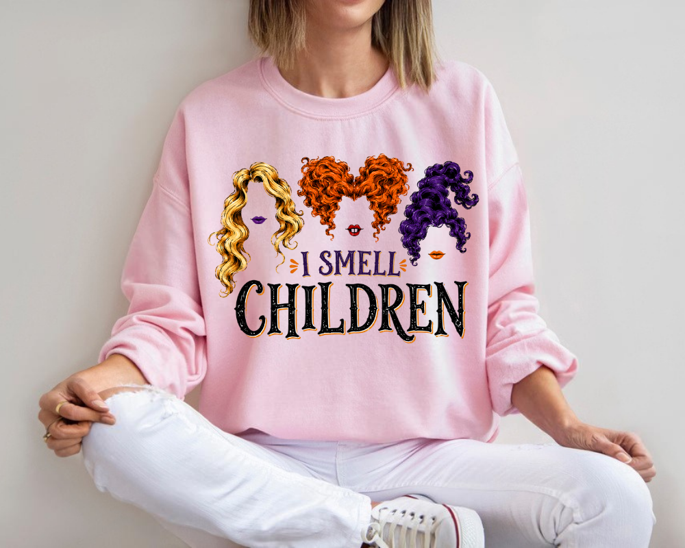 I Smell Children, Hocus Pocus Halloween Sweatshirt, Witch Sisters Spooky Season Crewneck, Vintage Fall Graphic Shirt, Halloween Gift for Women