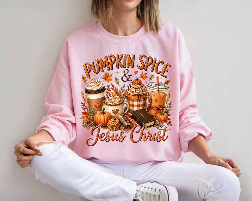 Christian Fall Sweatshirt, Pumpkin Spice Coffee Sweatshirt, Jesus Christ Crewneck
