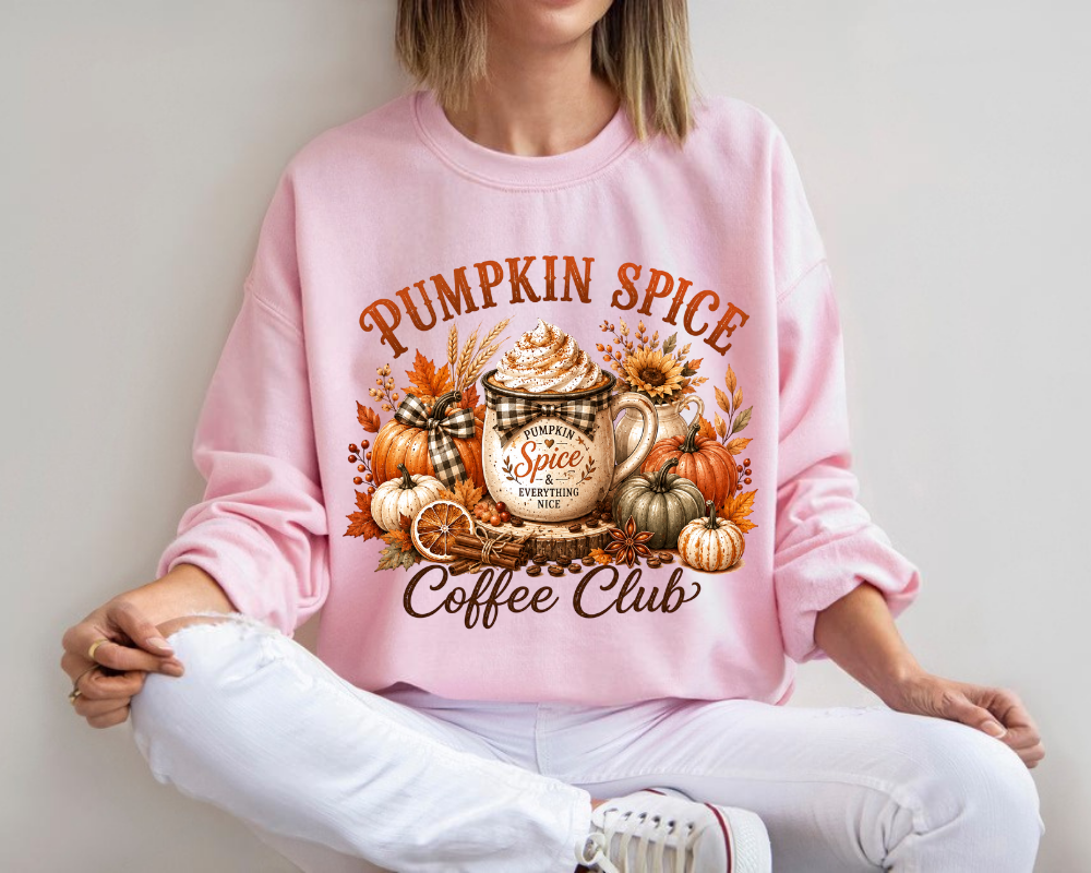 Pumpkin Spice Coffee Sweatshirt, Fall Coffee Club Crewneck, Cozy Autumn Sweatshirt for Women