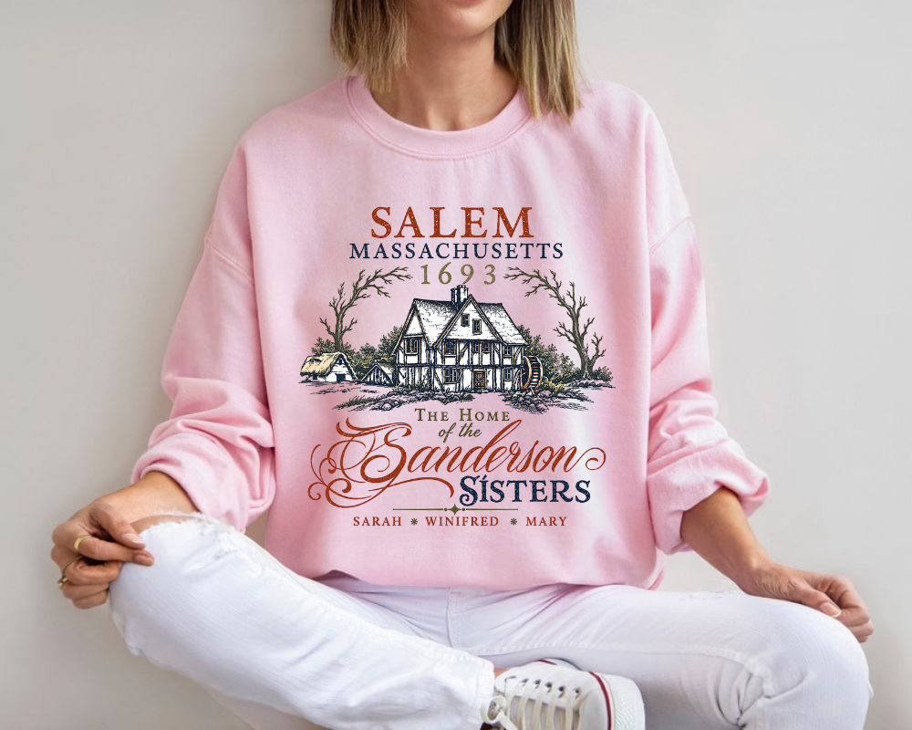 Salem Massachusetts 1693, Vintage Witch House Halloween Sweatshirt, Salem Witch Crewneck, Spooky Season Fall Shirt, Gothic Halloween Gift for Women
