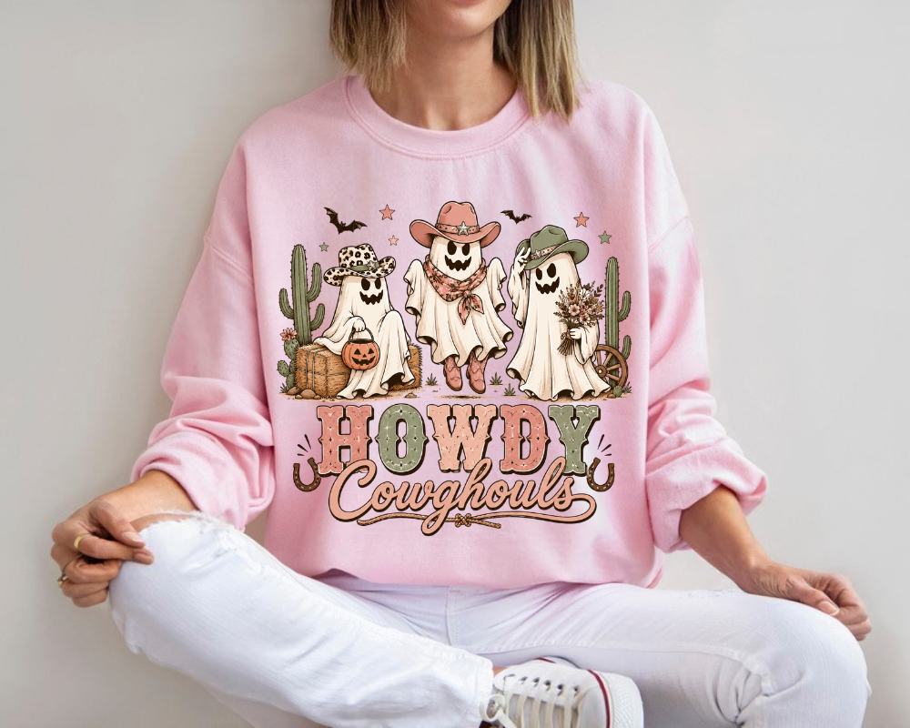 Howdy Cowghouls Sweatshirt, Western Halloween Cowgirl Ghost Crewneck, Cute Country Ghost Shirt, Fall Western Gift for Women