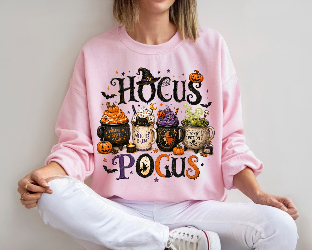 Hocus Pocus Halloween Sweatshirt, Witch Coffee Crewneck, Pumpkin Spice Magic Shirt, Spooky Season Graphic Pullover, Fall Gift for Women