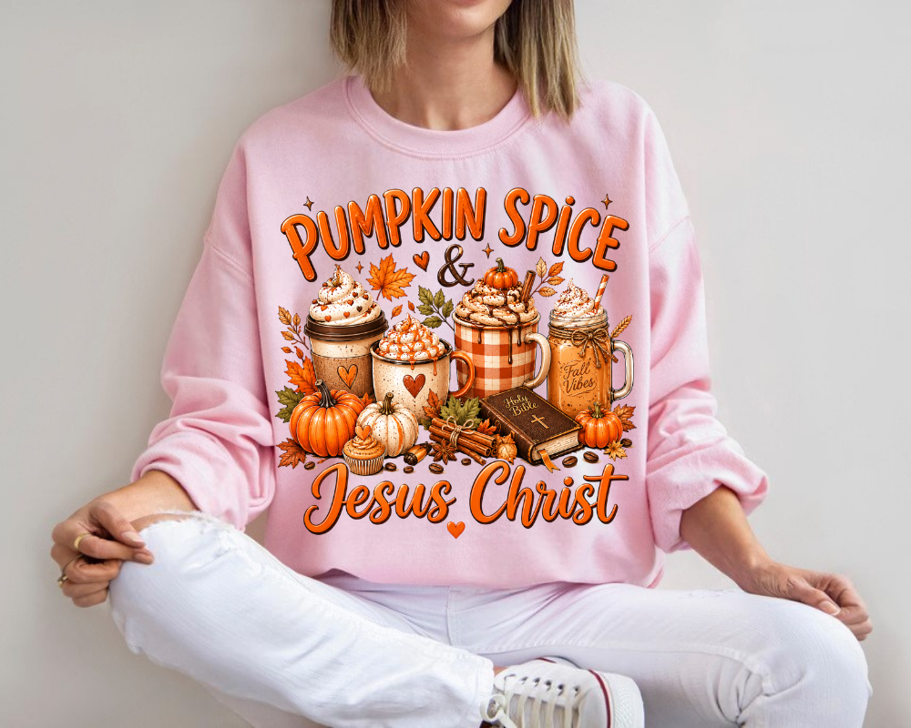 Pumpkin Spice Christian Sweatshirt, Faith Fall Coffee Sweatshirt, Jesus Christ Autumn Crewneck