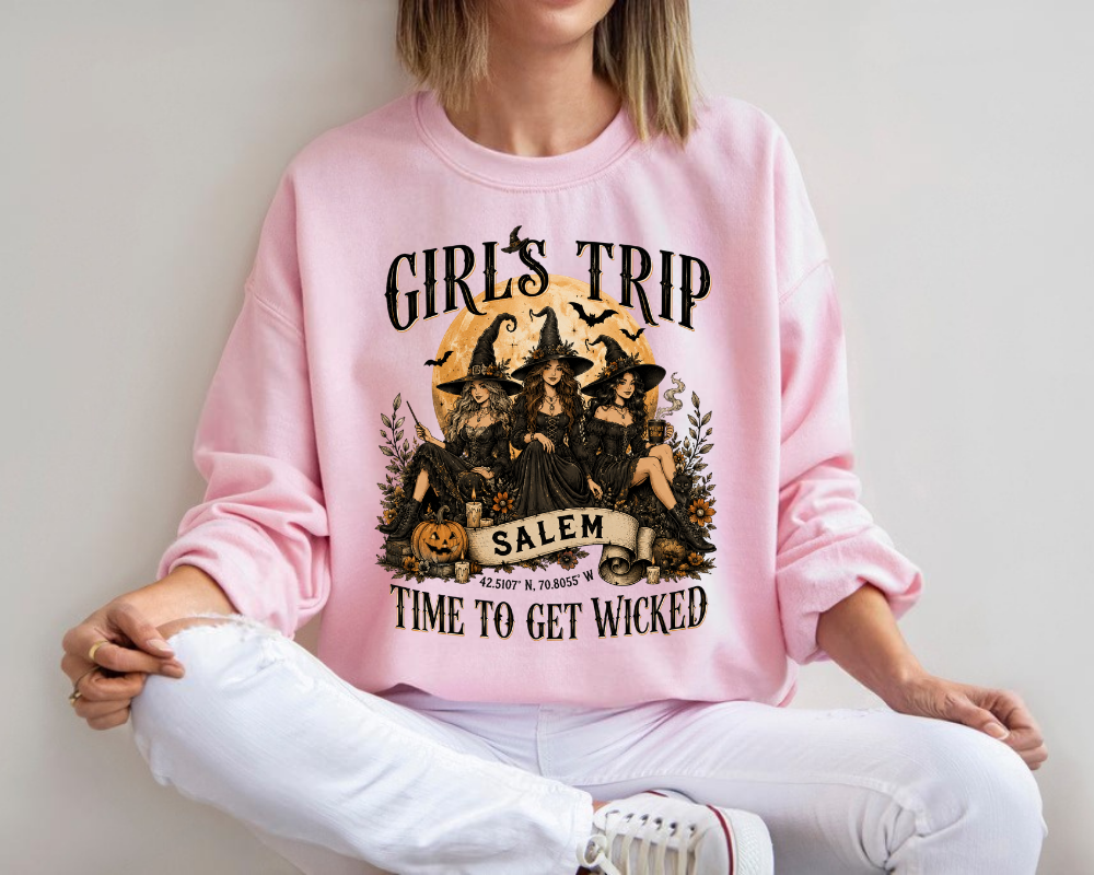 Salem Girls Trip Sweatshirt, Witchy Halloween Crewneck, Salem Massachusetts Shirt, Spooky Girls Weekend Gift