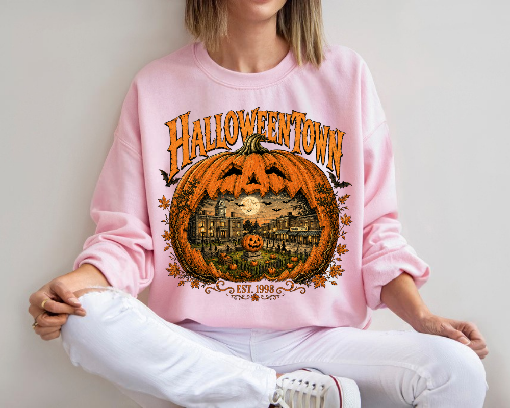 Vintage Halloweentown Sweatshirt, Halloween Pumpkin Sweater, Spooky Pumpkin Patch Crewneck, Haunted Town Fall Shirt, Halloween Pumpkin Sweatshirt