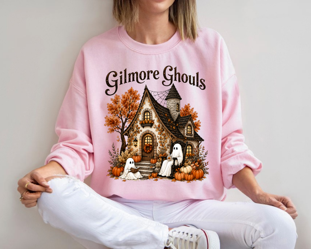 Gilmore Ghouls Halloween Sweatshirt, Cozy Ghost Pumpkin Crewneck, Gift for Book Lovers