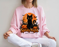 Spooky Night Black Cat Halloween Sweatshirt, Pumpkin Crewneck, Gift for Cat Lovers