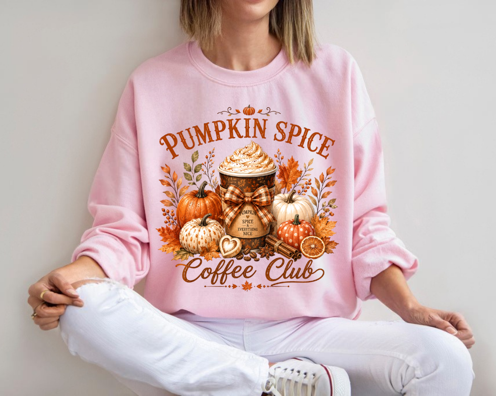 Pumpkin Spice Coffee Club Sweatshirt, Fall Sweatshirt, Autumn Coffee Crewneck for Women