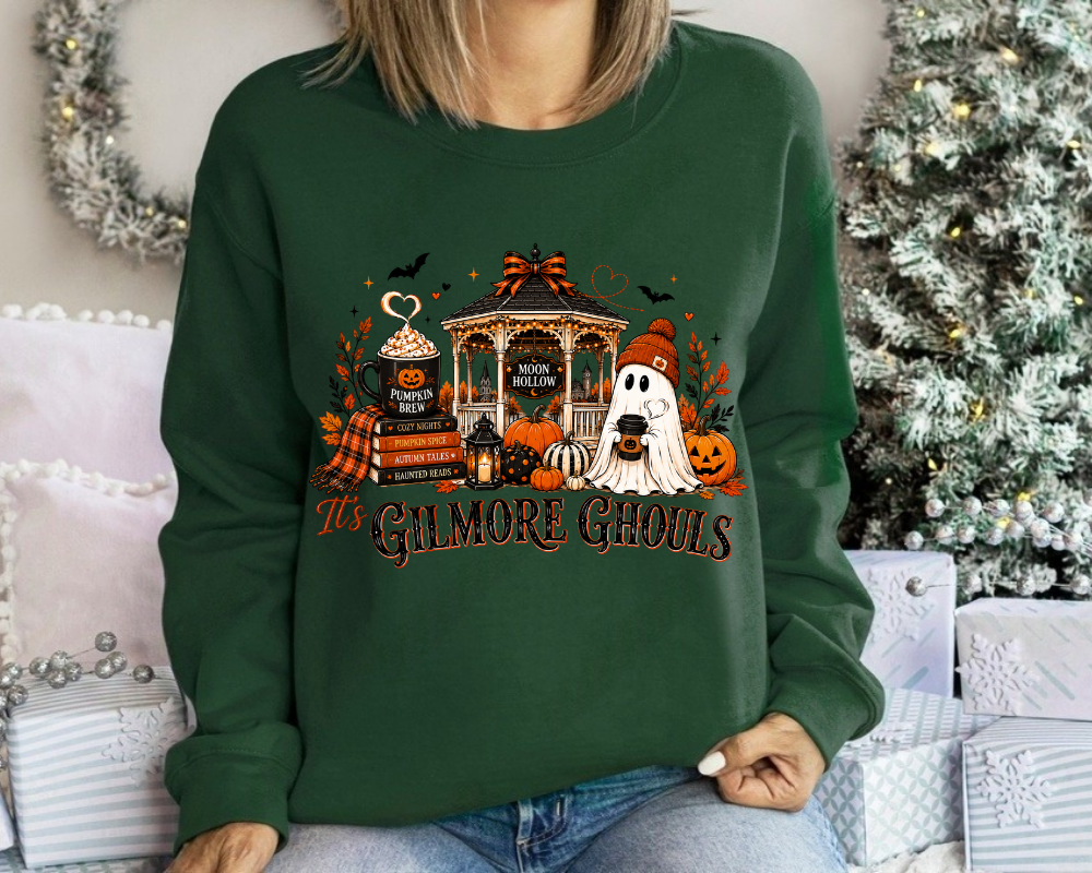 'Tis Gilmore Ghouls Sweatshirt, Cozy Pumpkin Coffee Hoodie, Spooky Fall Ghost Crewneck, Gift for Book Lovers