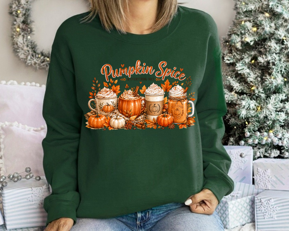 Pumpkin Spice Sweatshirt, Fall Coffee Sweatshirt, Autumn Crewneck for Women