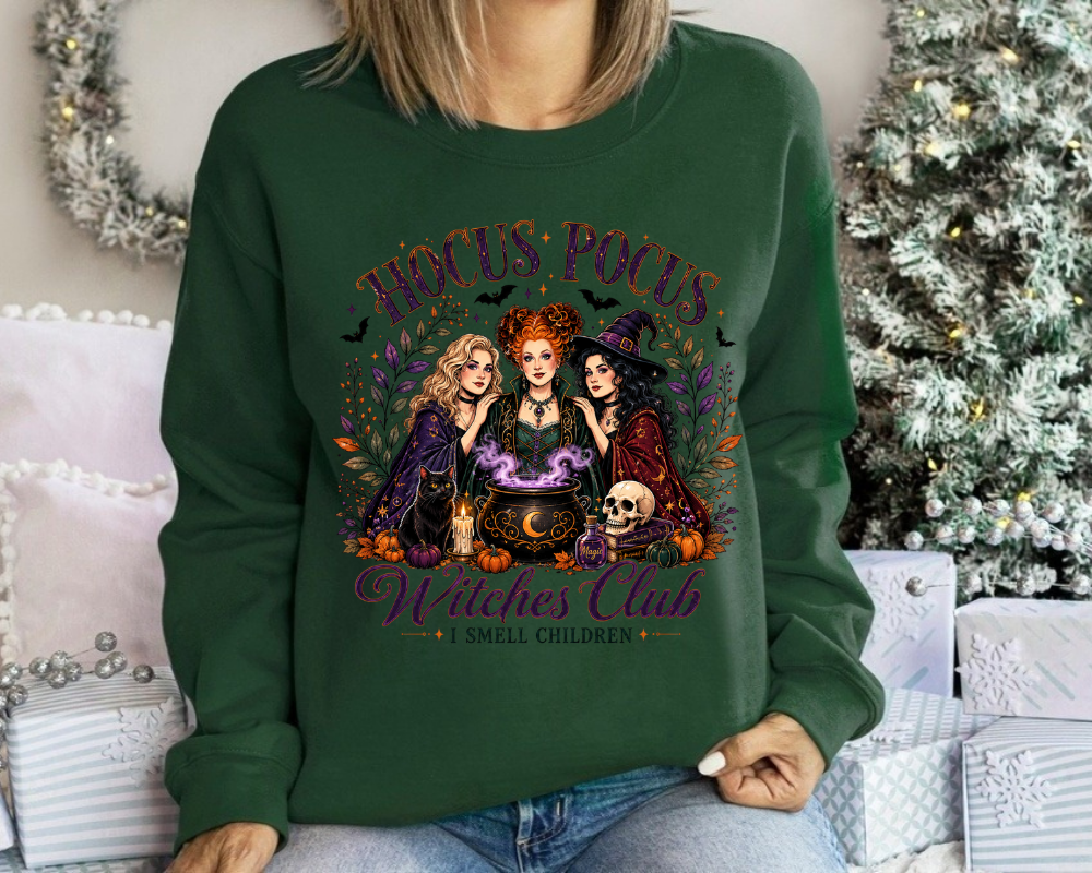 Hocus Pocus Witches Club, Vintage Halloween Sweatshirt, I Smell Children Graphic Crewneck, Spooky Season Witch Shirt, Halloween Gift for Women