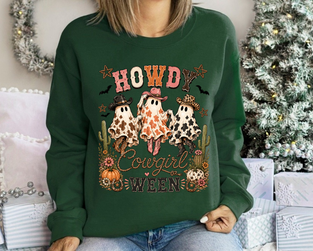 Howdy Cowgirlween Sweatshirt, Western Ghost Halloween Crewneck, Cowboy Ghost Fall Shirt, Cute Autumn Gift for Women