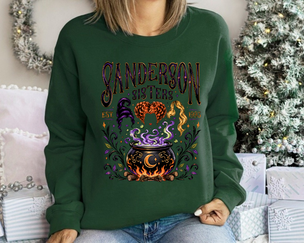 Witch Sisters Cauldron Sweatshirt, Vintage Halloween Crewneck, Hocus Pocus Inspired Spooky Season Shirt, Witchy Fall Graphic Pullover, Halloween Gift for Women