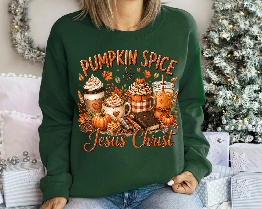 Christian Fall Sweatshirt, Pumpkin Spice Coffee Sweatshirt, Jesus Christ Crewneck