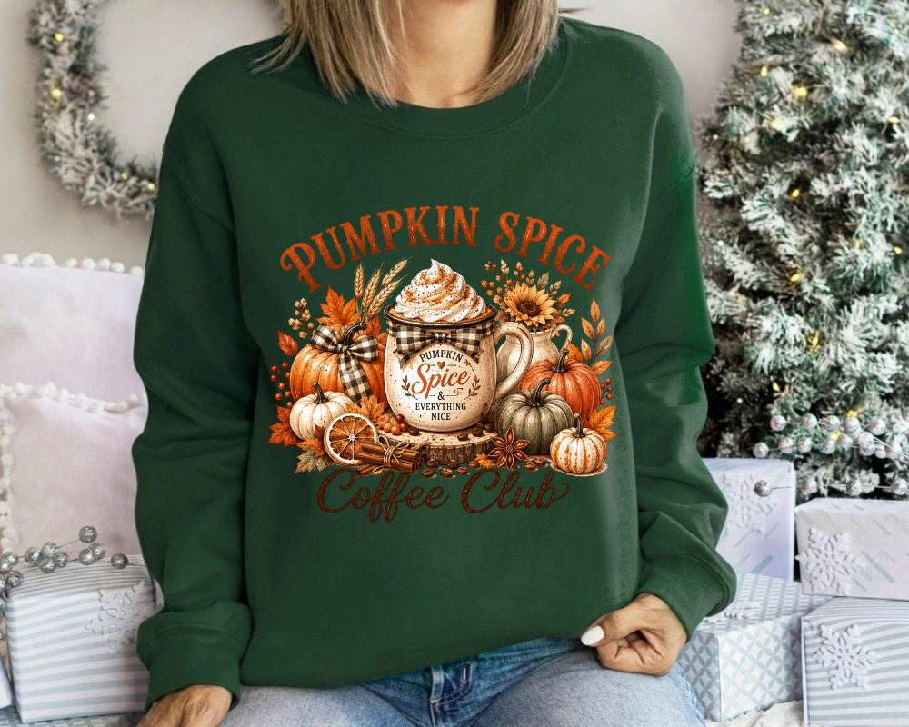 Pumpkin Spice Coffee Sweatshirt, Fall Coffee Club Crewneck, Cozy Autumn Sweatshirt for Women