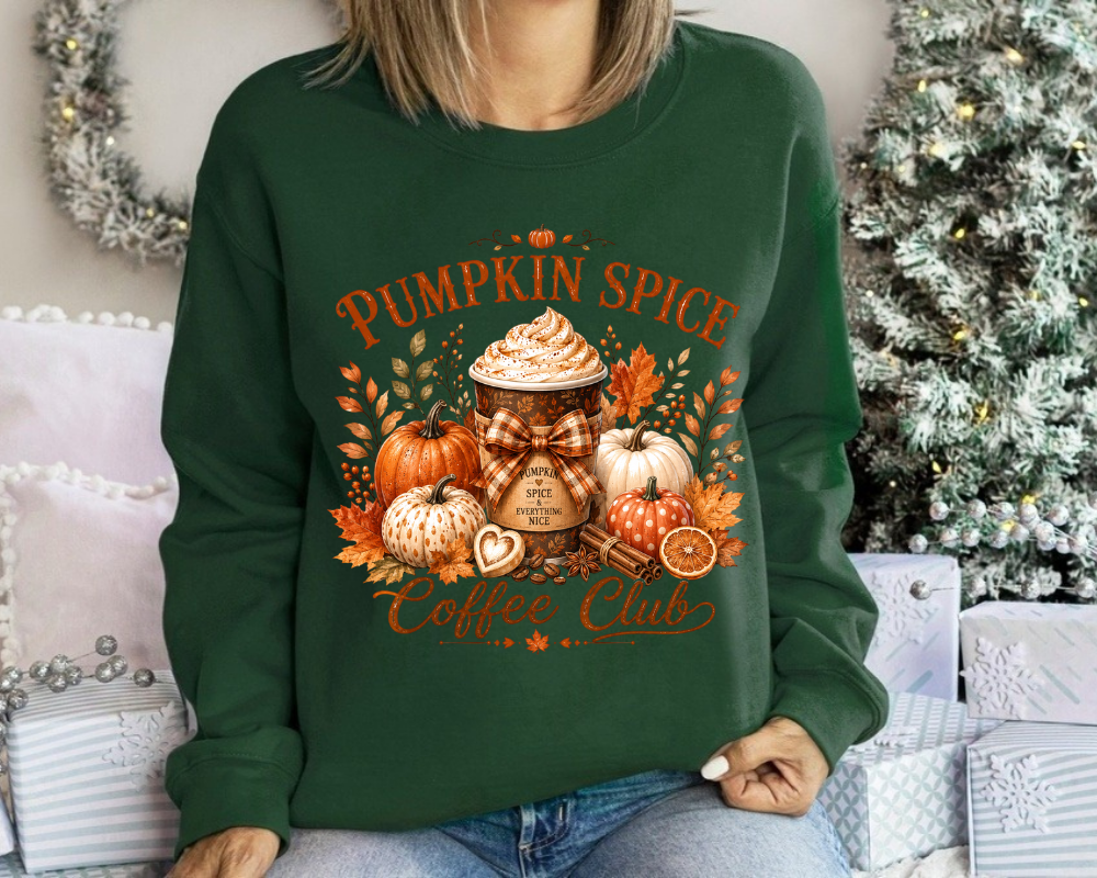 Pumpkin Spice Coffee Club Sweatshirt, Fall Sweatshirt, Autumn Coffee Crewneck for Women