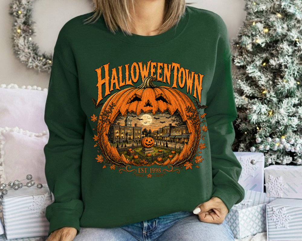 Vintage Halloweentown Sweatshirt, Halloween Pumpkin Sweater, Spooky Pumpkin Patch Crewneck, Haunted Town Fall Shirt, Halloween Pumpkin Sweatshirt
